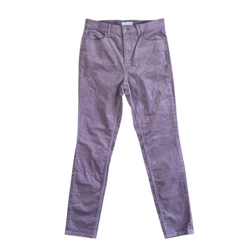 LOFT Velvet‎ Pants Women 6 28 Purple Skinny High Rise Textured Casual Jeans